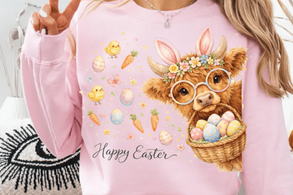 Download Easter Day Highland Cow PNG, Cute Cow - Easter Collection