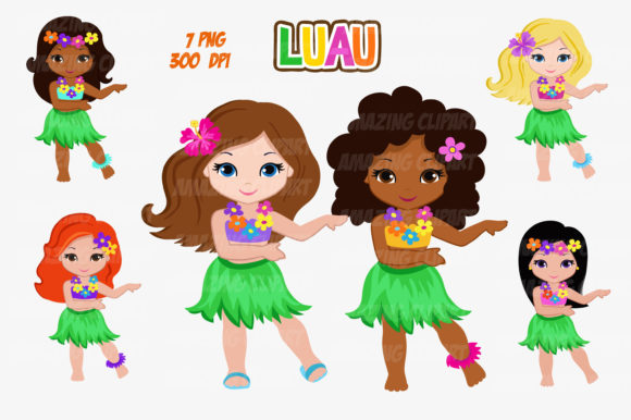 Download Luau Party Digital Clipart Hawaiian Girl - Luau Collection
