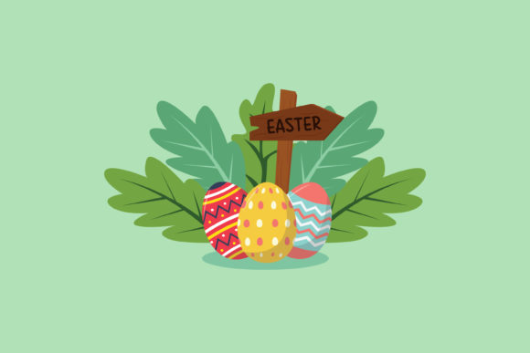 Download Easter Eggs Green Leaf Illustration - Easter Collection