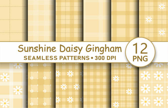 Download Sunshine Yellow Daisy Gingham Patterns - Daisy Collection
