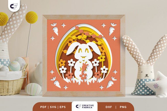 Download Easter Bunny 3D Shadow Box Paper Cut - Easter Collection