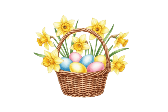 Download Easter Basket, Eggs, Yellow Daffodil - Easter Collection