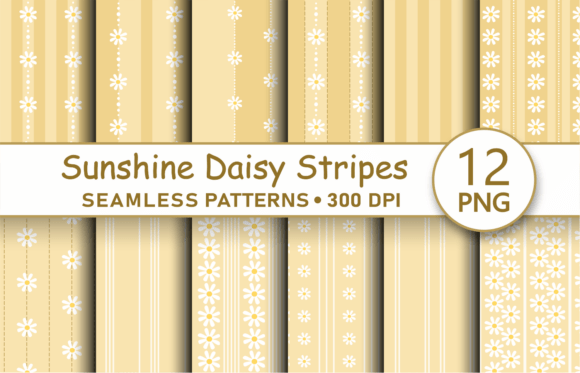 Download Sunshine Yellow Daisy Striped Patterns - Daisy Collection