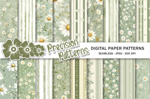 Download Cottagecore Sage Green Daisy Paper - Premium Bundle