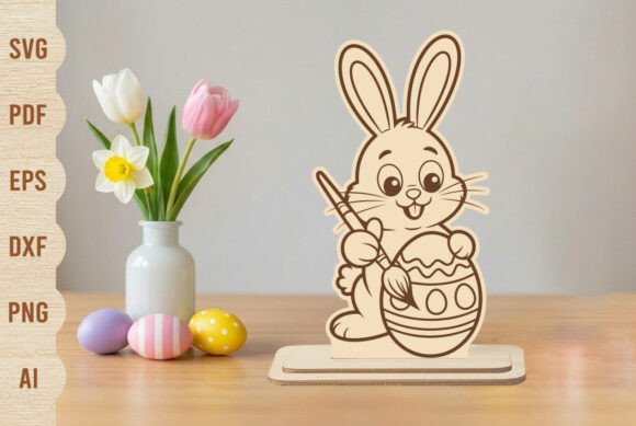 Download LaserCut Easter Egg Painting Bunny Stand - Easter Collection